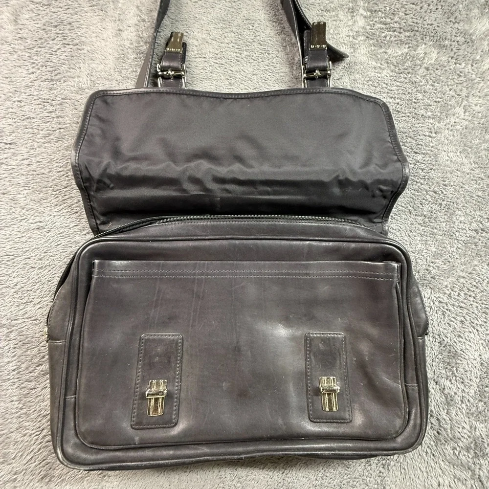 Vintage Coach Conner Briefcase Black Leather Messenger Laptop Bag F043-5237